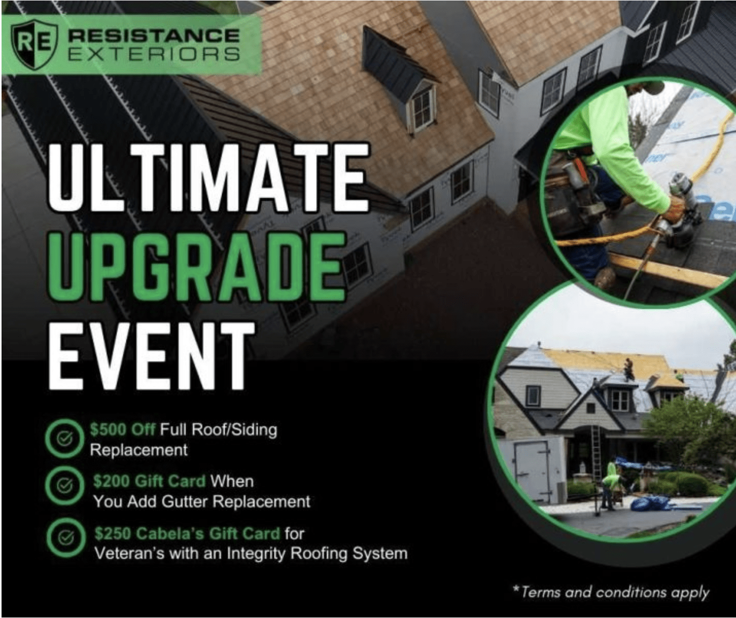 $250 Cabela’s Gift Card for Veteran’s with an Integrity Roofing System